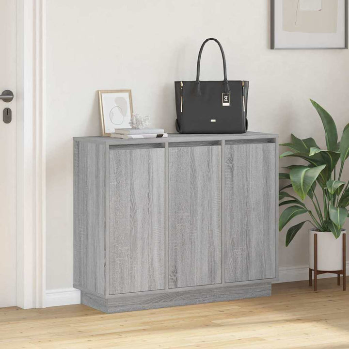 LED Sideboard Grå Sonoma 90 x 32 x 75 cm Konstrueret træ