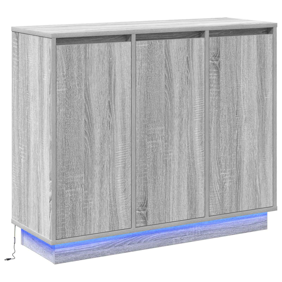 LED Sideboard Grå Sonoma 90 x 32 x 75 cm Konstrueret træ