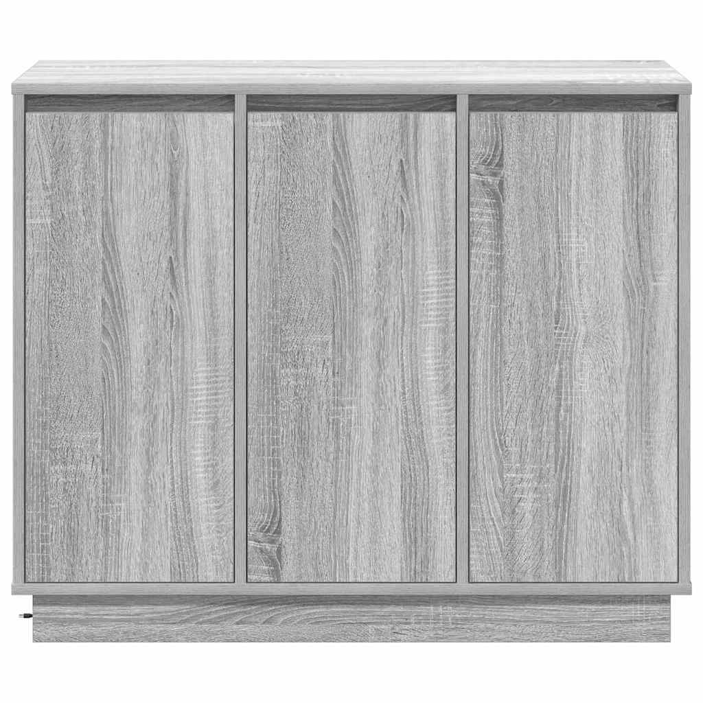 LED Sideboard Grå Sonoma 90 x 32 x 75 cm Konstrueret træ