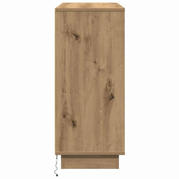 LED Sideboard Artisan Egetræ 90 x 32 x 75 cm Konstrueret træ