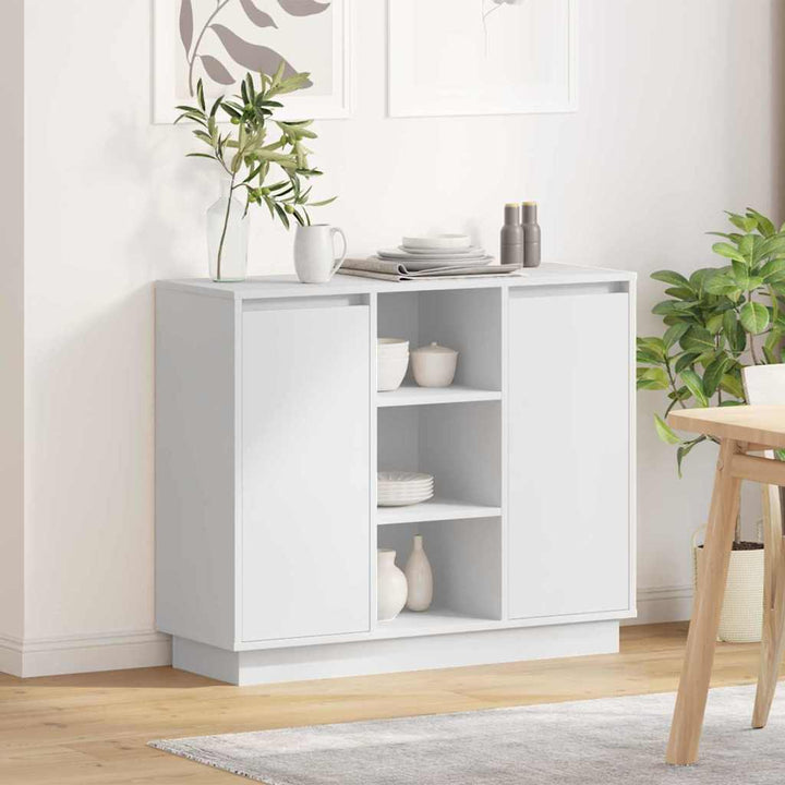 LED Sideboard Hvid 90 x 32 x 75 cm Konstrueret træ