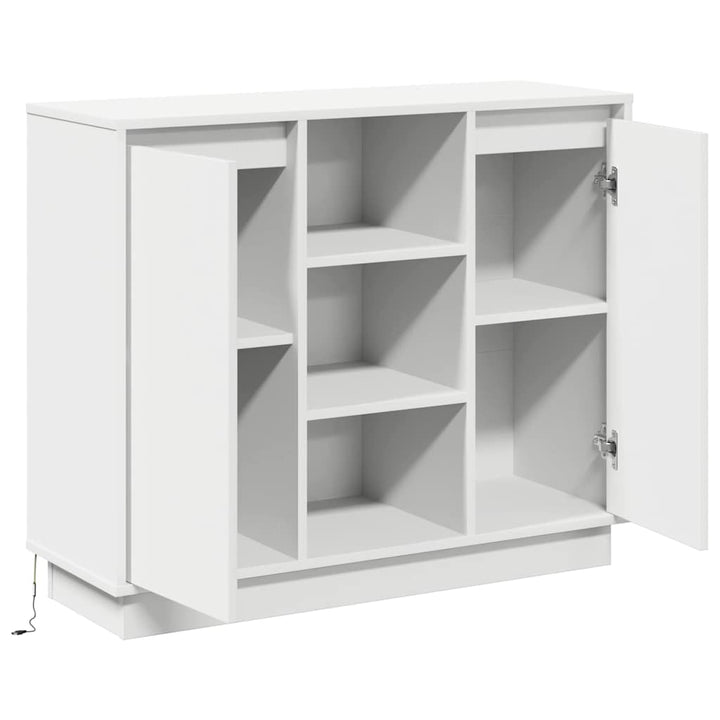 LED Sideboard Hvid 90 x 32 x 75 cm Konstrueret træ