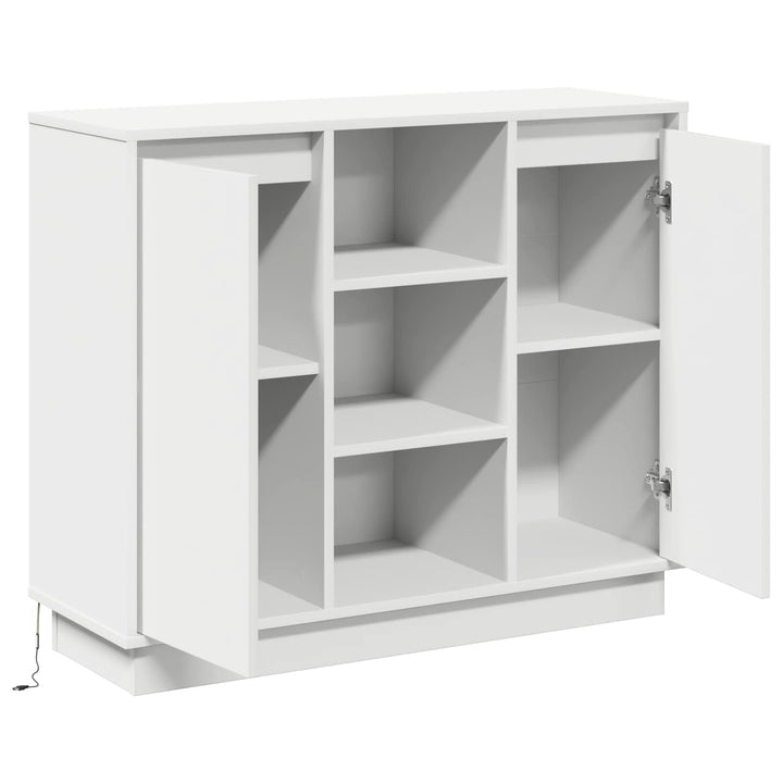 LED Sideboard Hvid 90 x 32 x 75 cm Konstrueret træ