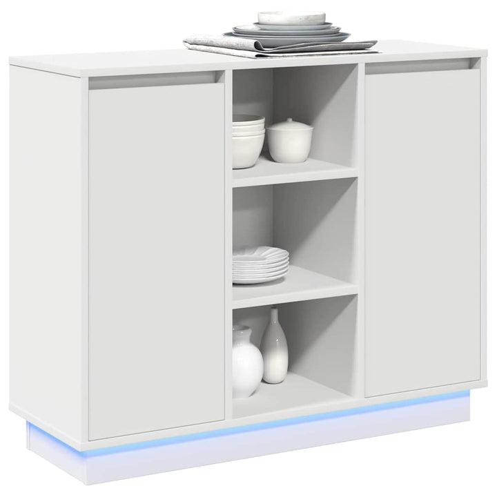 LED Sideboard Hvid 90 x 32 x 75 cm Konstrueret træ