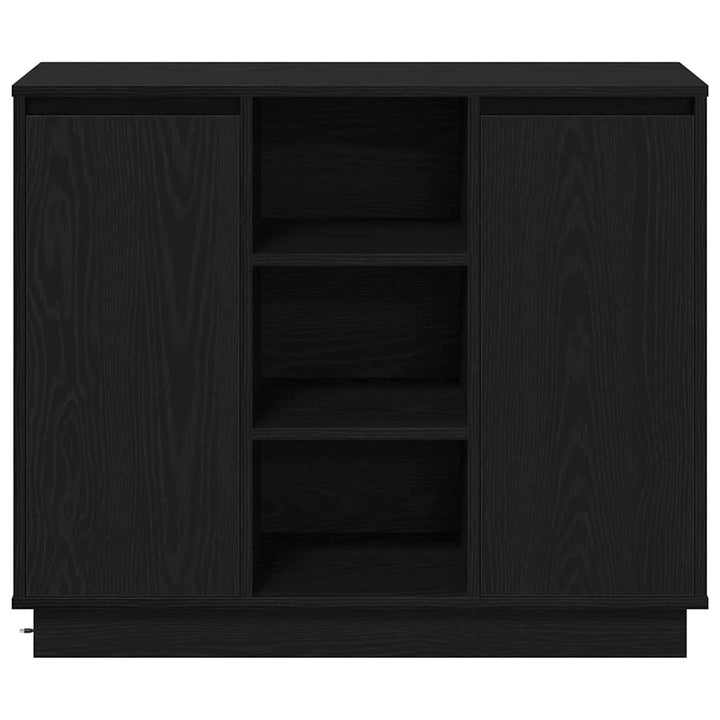 LED Sideboard Sort eg 90 x 32 x 75 cm Konstrueret træ