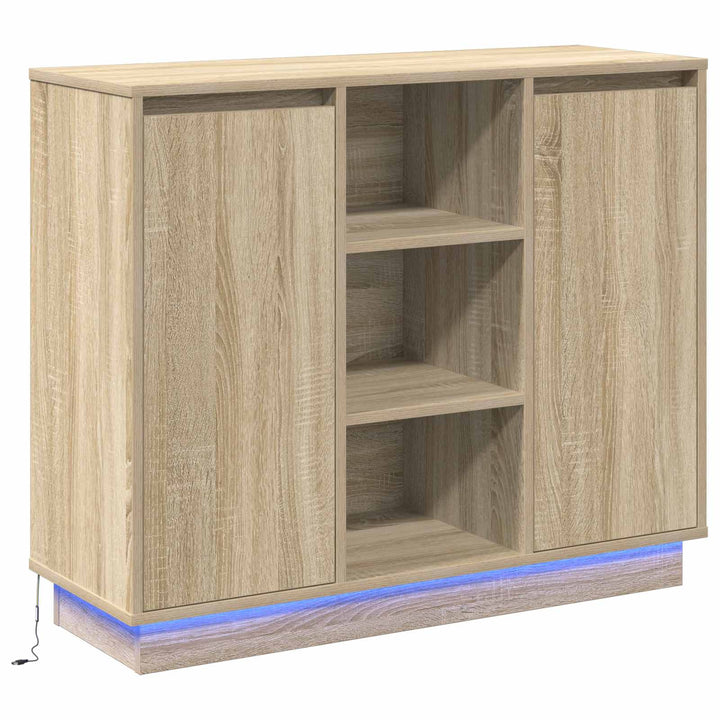 LED Sideboard Sonoma eg 90 x 32 x 75 cm Konstrueret træ