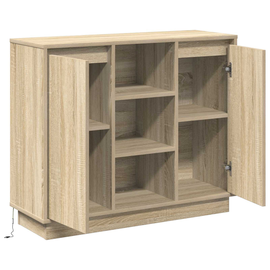 LED Sideboard Sonoma eg 90 x 32 x 75 cm Konstrueret træ