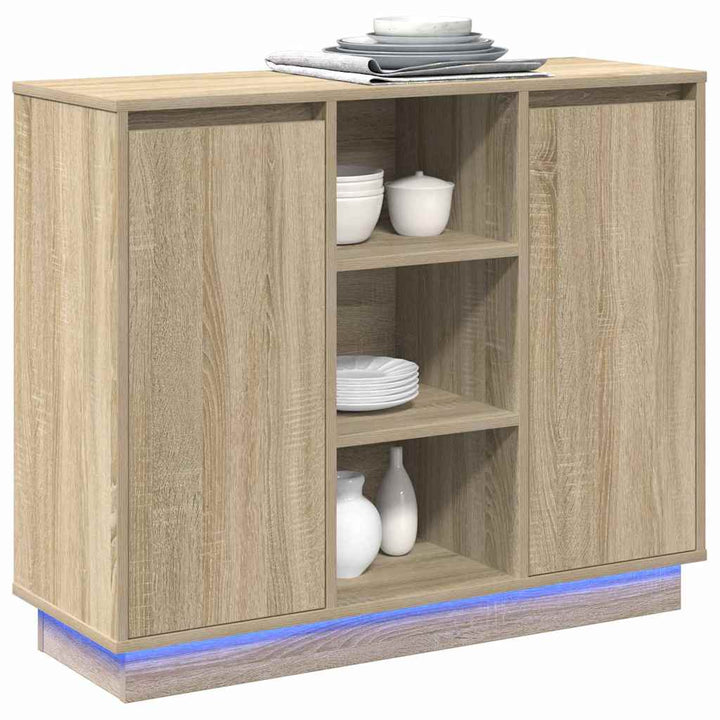 LED Sideboard Sonoma eg 90 x 32 x 75 cm Konstrueret træ