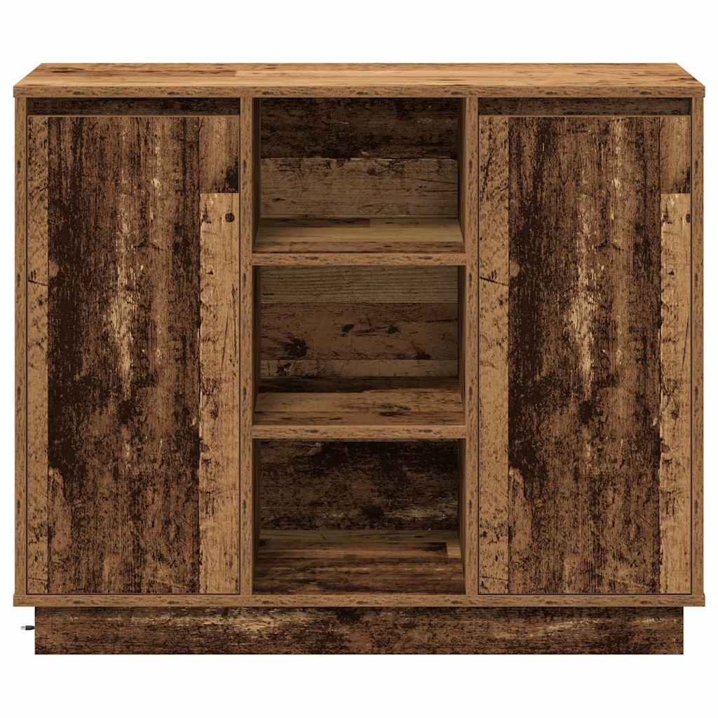 LED Sideboard Gammelt træ 90 x 32 x 75 cm Konstrueret træ