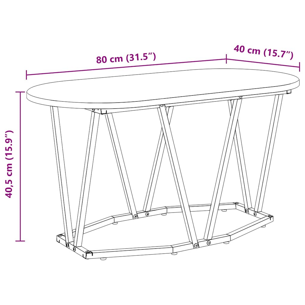 Sofabord Sort eg 80 x 40 x 40,5 cm Samlet træ og metal