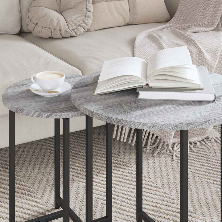 Sidebordssæt 2 pcs Grå Sonoma og Sort