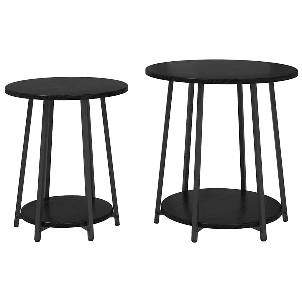 Sidebordssæt med hylde 2 pcs Sort eg