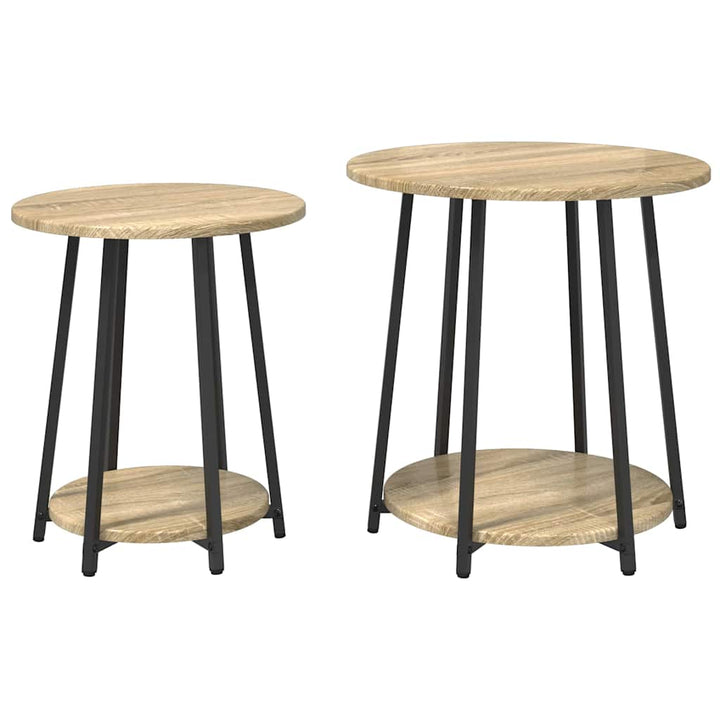 Sidebordssæt med hylde 2 pcs Sonoma Eg og Sort