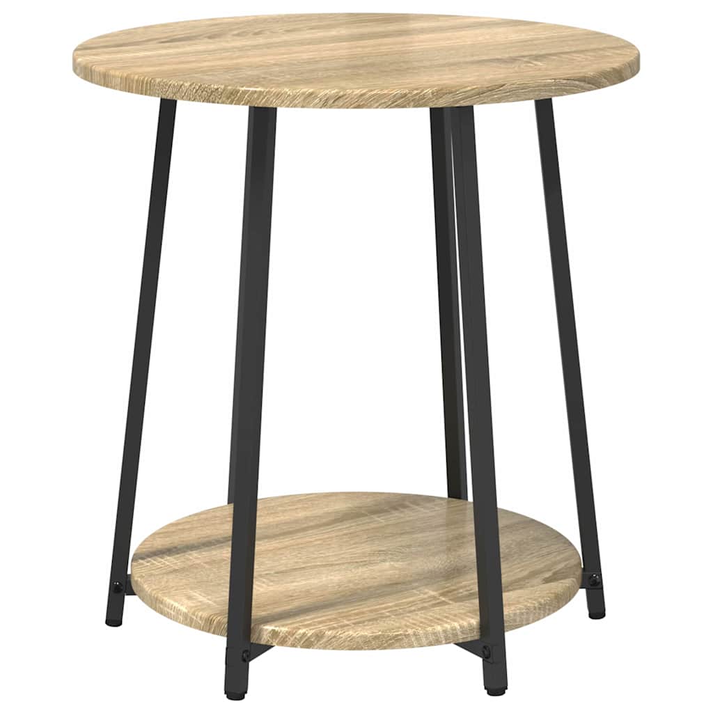 Sidebordssæt med hylde 2 pcs Sonoma Eg og Sort