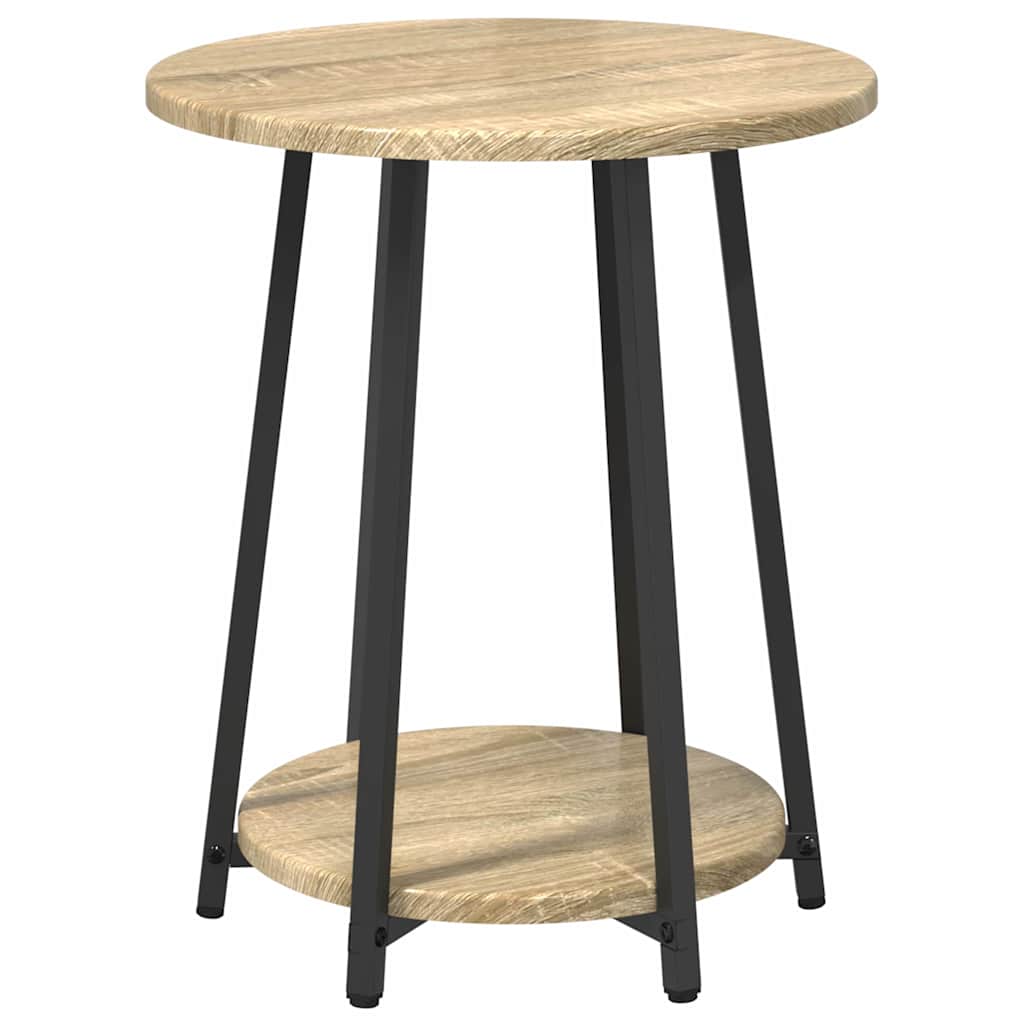 Sidebordssæt med hylde 2 pcs Sonoma Eg og Sort