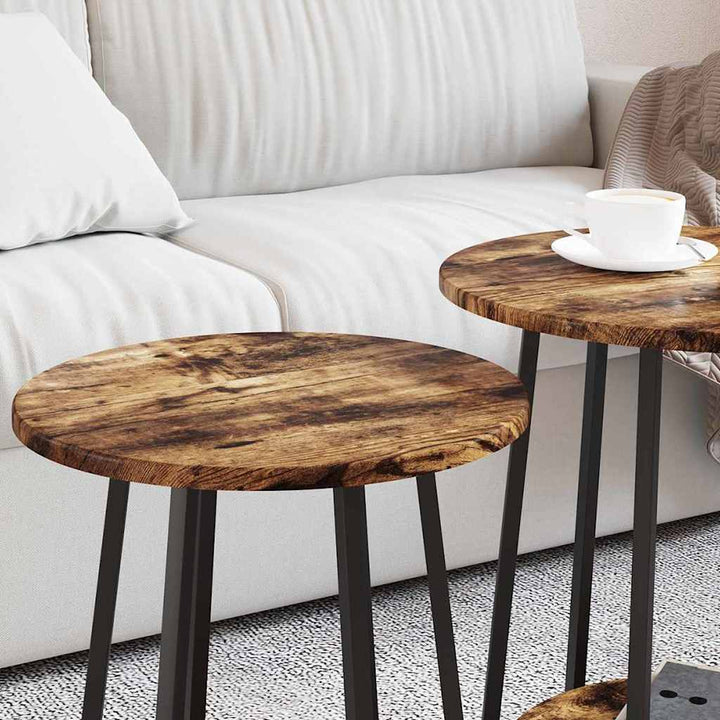 Sidebordssæt med hylde 2 pcs Røget Eg og Sort