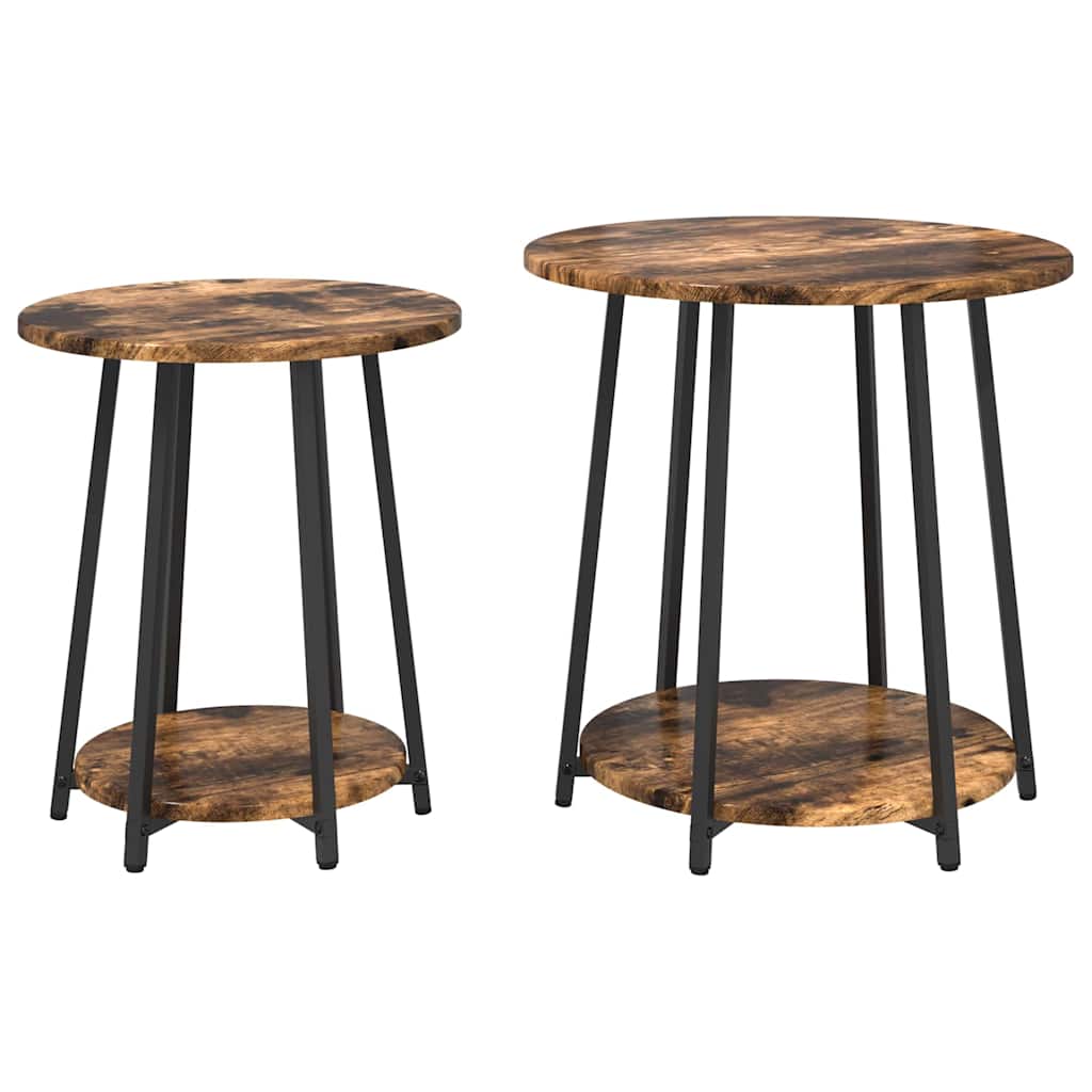 Sidebordssæt med hylde 2 pcs Røget Eg og Sort