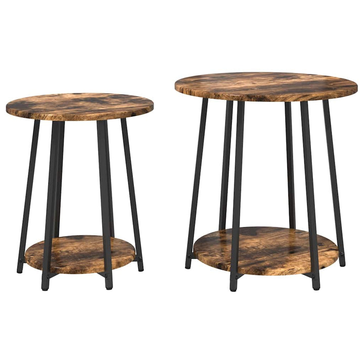 Sidebordssæt med hylde 2 pcs Røget Eg og Sort