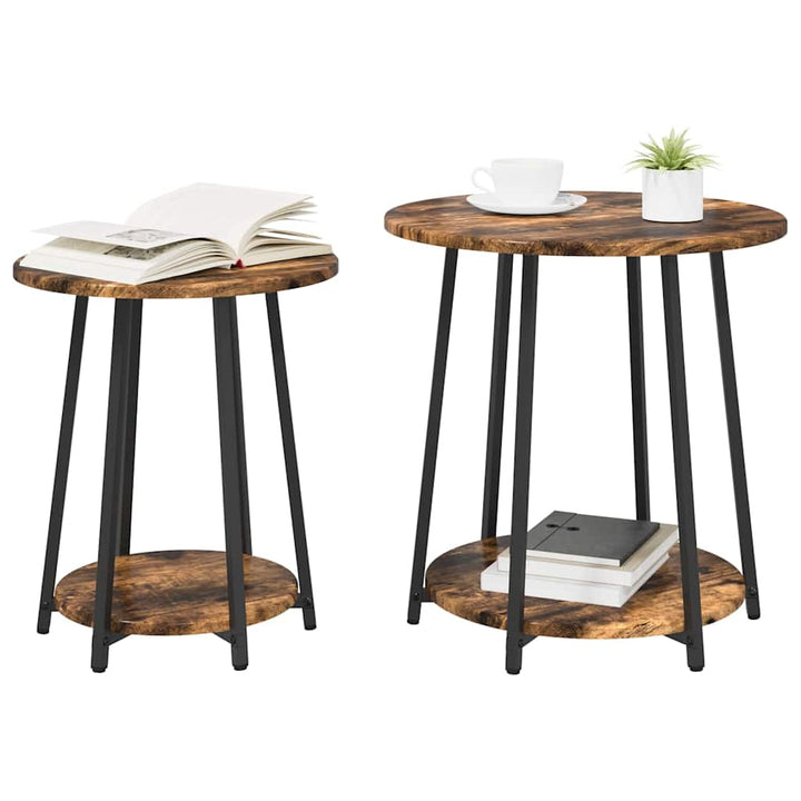 Sidebordssæt med hylde 2 pcs Røget Eg og Sort