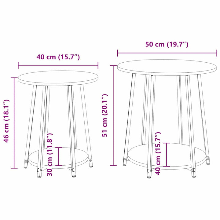 Sidebordssæt med hylde 2 pcs Røget Eg og Sort
