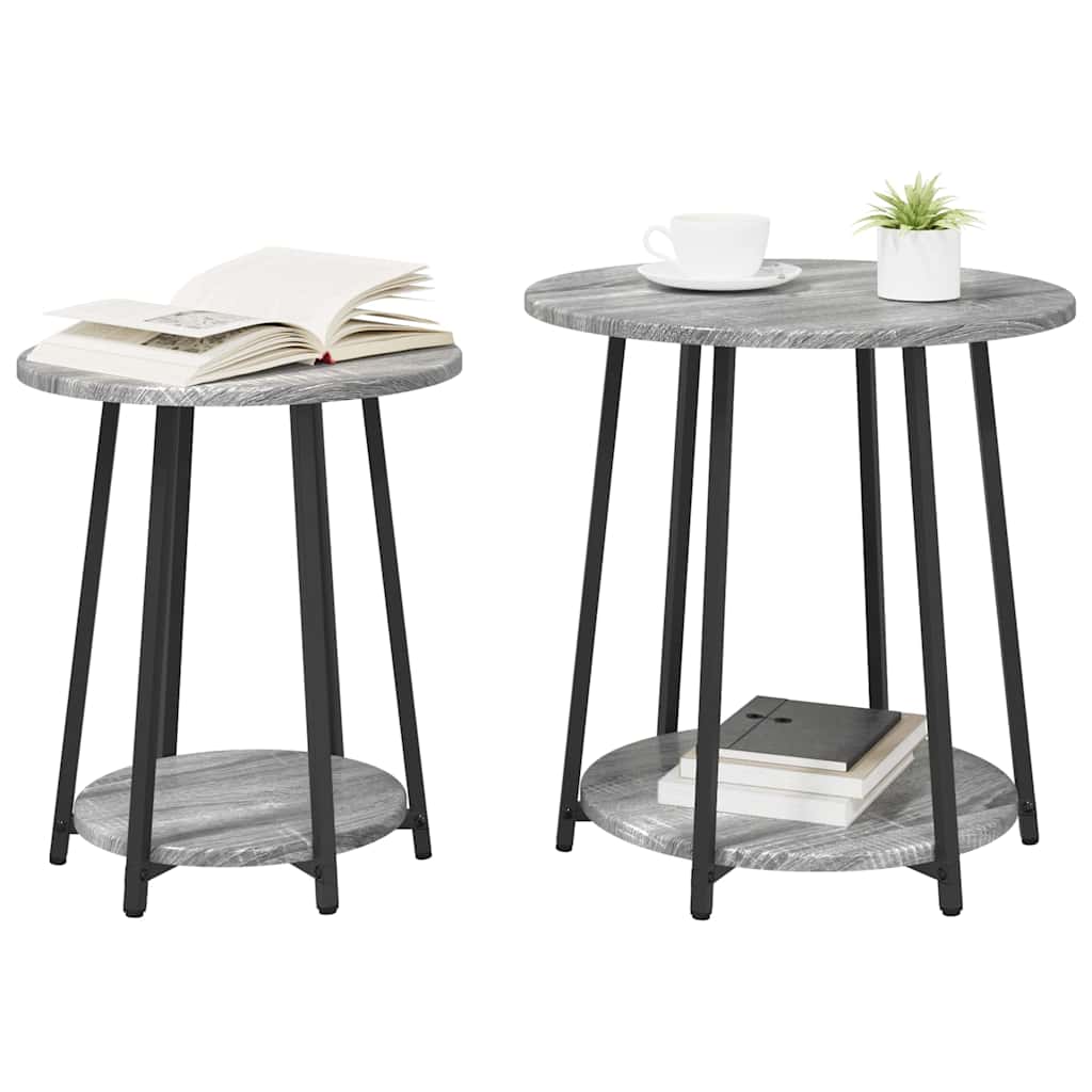 Sidebordssæt med hylde 2 pcs Grå Sonoma og Sort