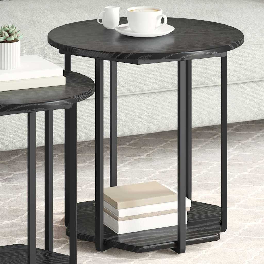 Sidebordssæt med hylde 2 pcs Sort eg