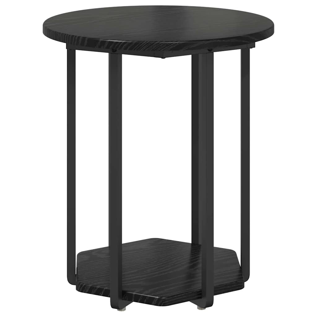 Sidebordssæt med hylde 2 pcs Sort eg