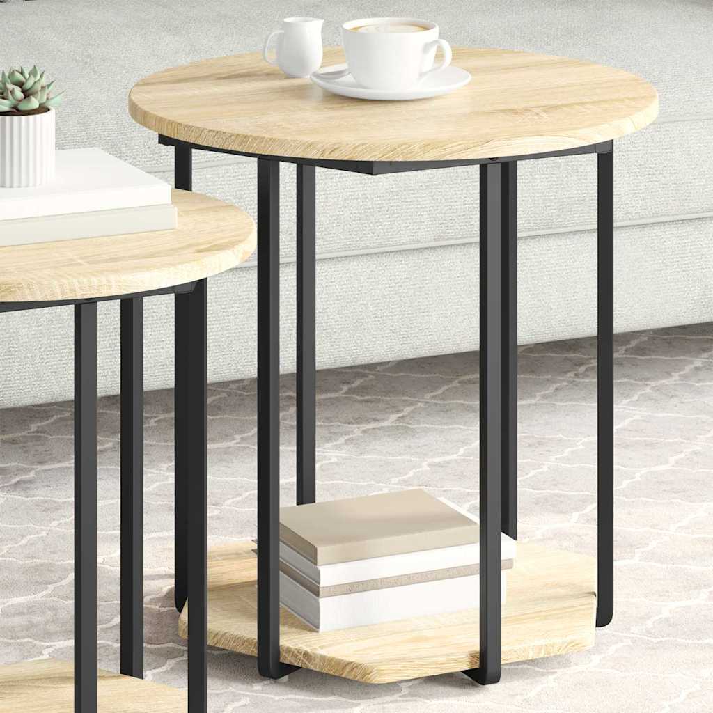 Sidebordssæt med hylde 2 pcs Brun