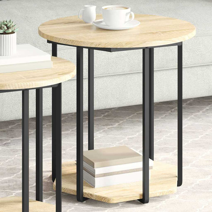 Sidebordssæt med hylde 2 pcs Brun