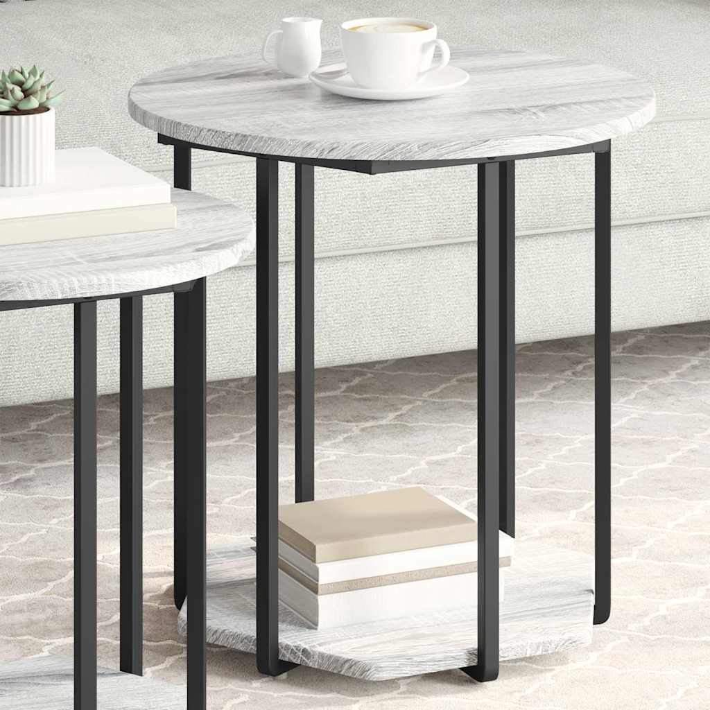 Sidebordssæt med hylde 2 pcs Grå