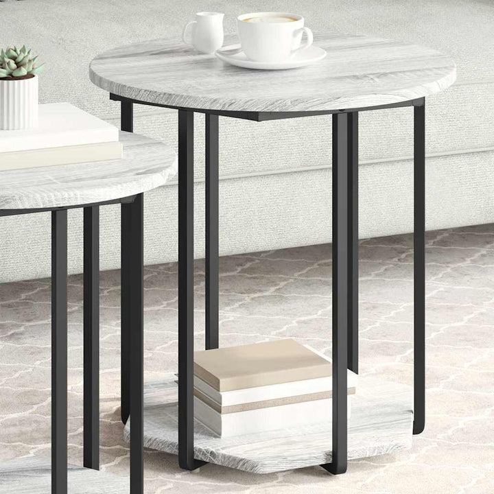 Sidebordssæt med hylde 2 pcs Grå