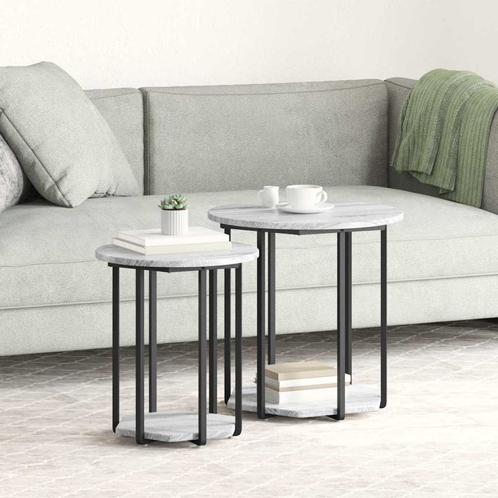 Sidebordssæt med hylde 2 pcs Grå