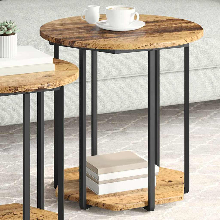 Sidebordssæt med hylde 2 pcs Brun