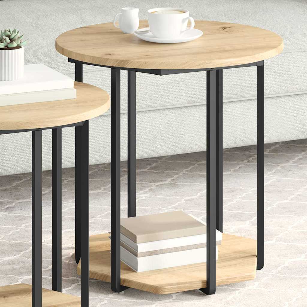 Sidebordssæt med hylde 2 pcs Brun