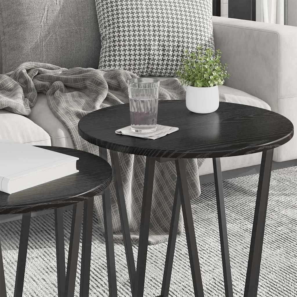 Sidebordssæt 2 pcs Sort eg