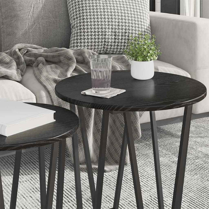 Sidebordssæt 2 pcs Sort eg