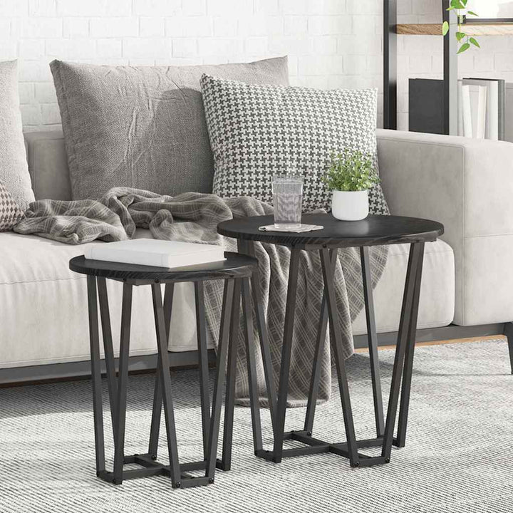 Sidebordssæt 2 pcs Sort eg