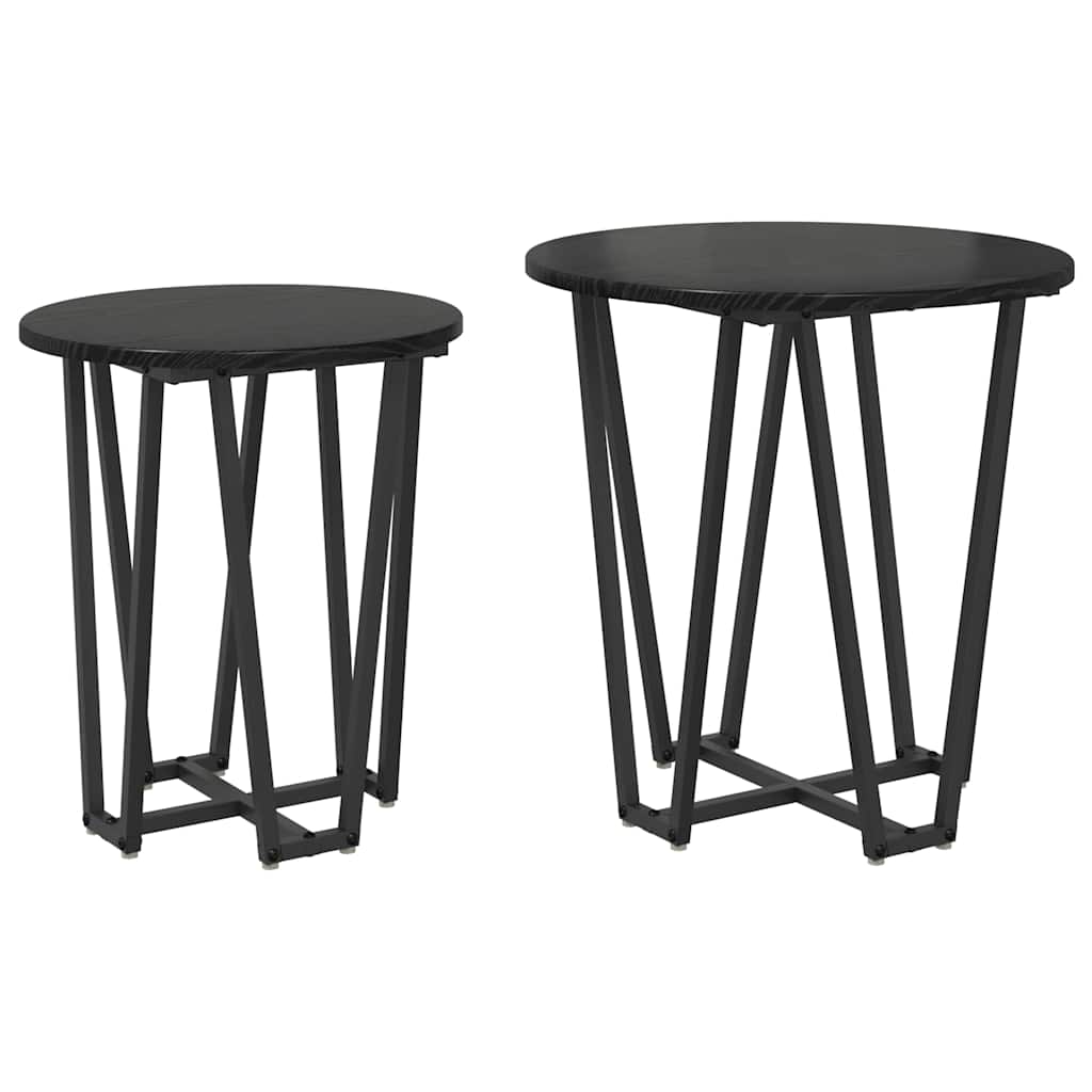 Sidebordssæt 2 pcs Sort eg