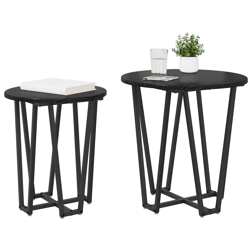 Sidebordssæt 2 pcs Sort eg