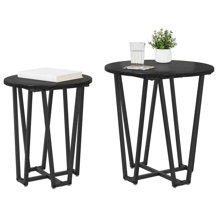 Sidebordssæt 2 pcs Sort eg