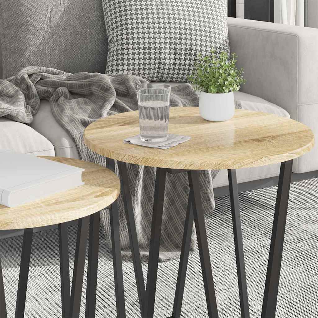 Sidebordssæt 2 pcs Sonoma Eg og Sort
