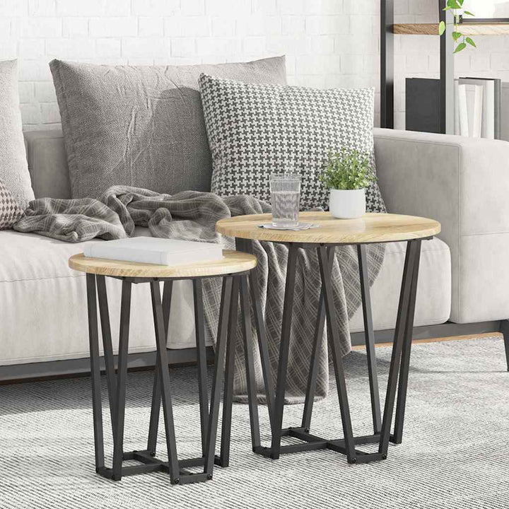 Sidebordssæt 2 pcs Sonoma Eg og Sort