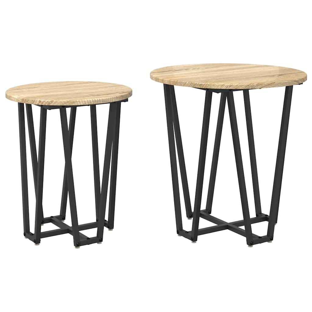 Sidebordssæt 2 pcs Sonoma Eg og Sort