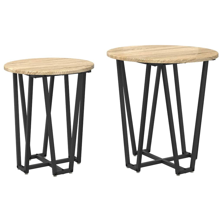 Sidebordssæt 2 pcs Sonoma Eg og Sort