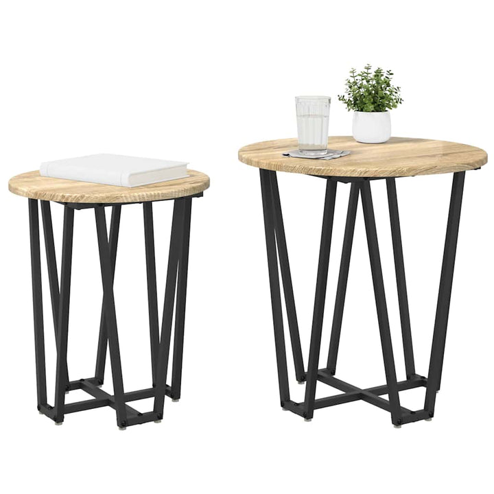 Sidebordssæt 2 pcs Sonoma Eg og Sort