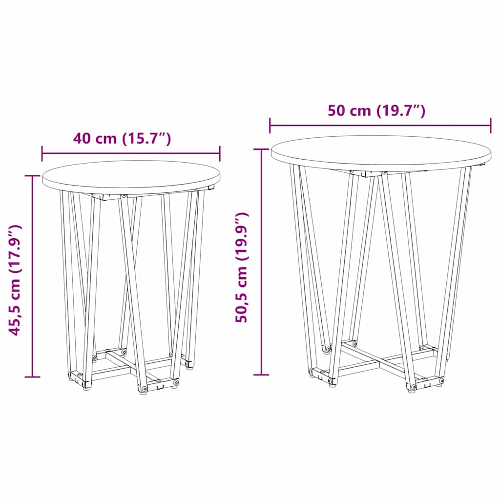 Sidebordssæt 2 pcs Sonoma Eg og Sort