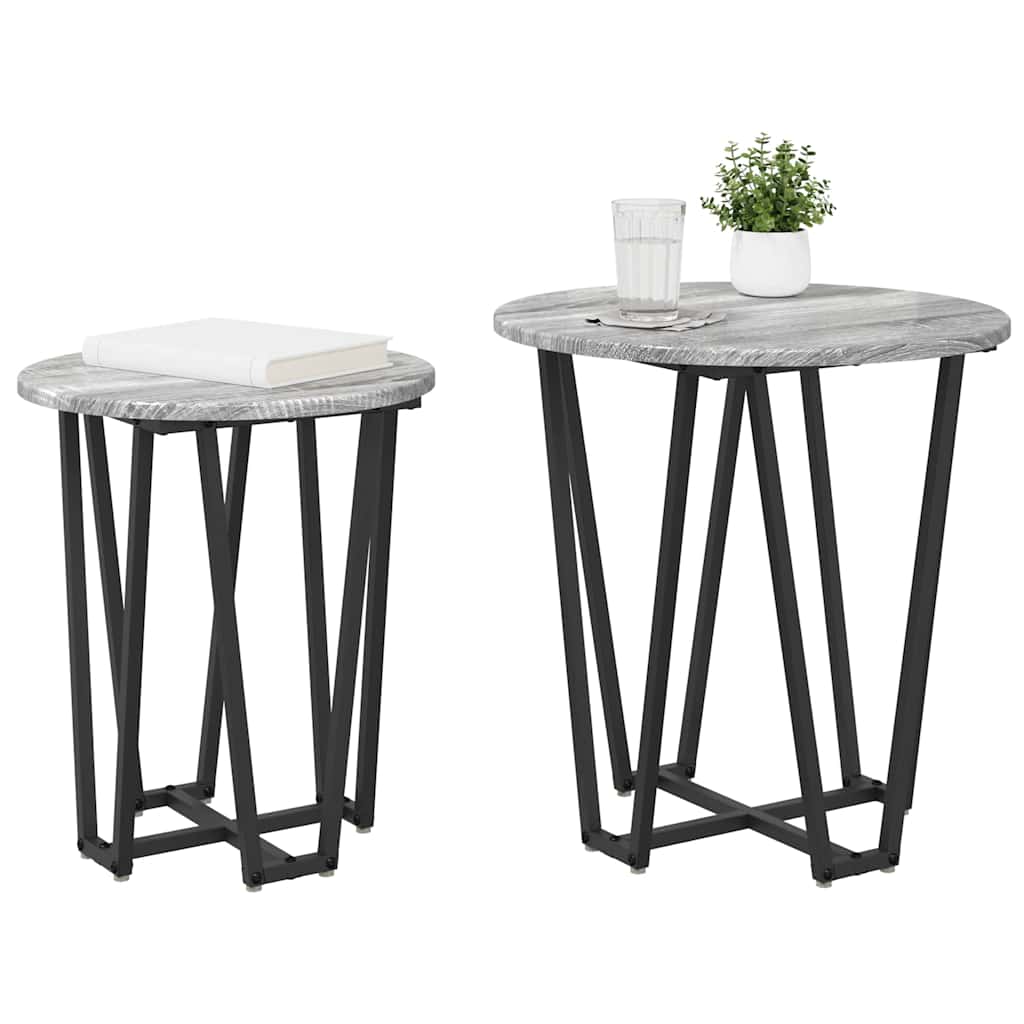 Sidebordssæt 2 pcs Grå Sonoma og Sort