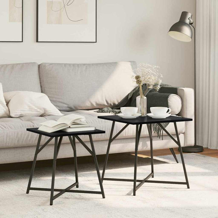 Sidebordssæt 2 pcs Sort eg