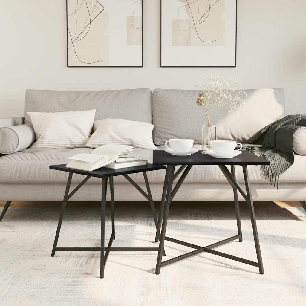 Sidebordssæt 2 pcs Sort eg
