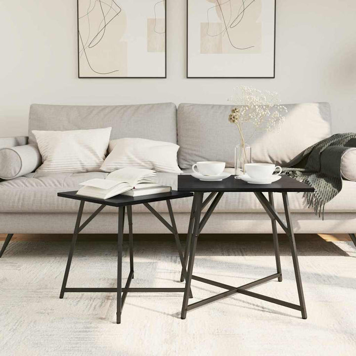 Sidebordssæt 2 pcs Sort eg